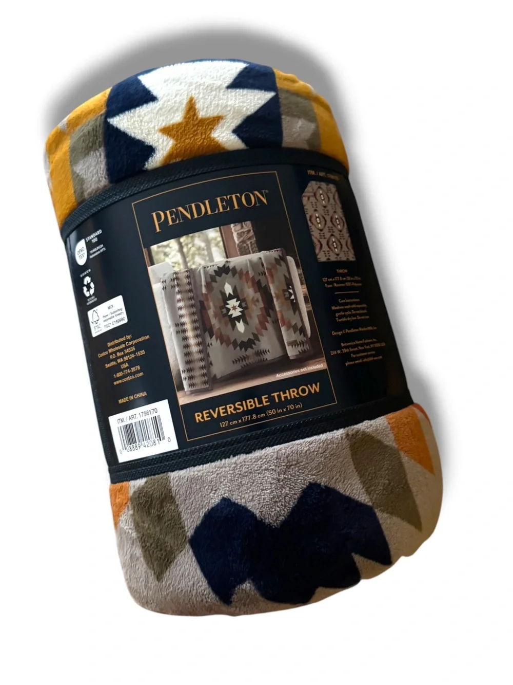 Pendleton Reversible Throw Blanket Southwestern Print NEW 50”x70”